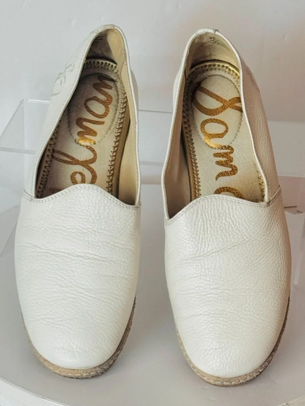Sam Edelman Everie 8M White Cream Leather Slip on Flats Loafers